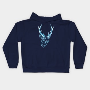 Geometric Blue Light line Stag Low-poly Head Kids Hoodie